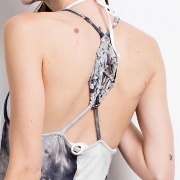 Crochet Back Tie Dye Maxi Knit Dress - Ash - Picture 8 of 8